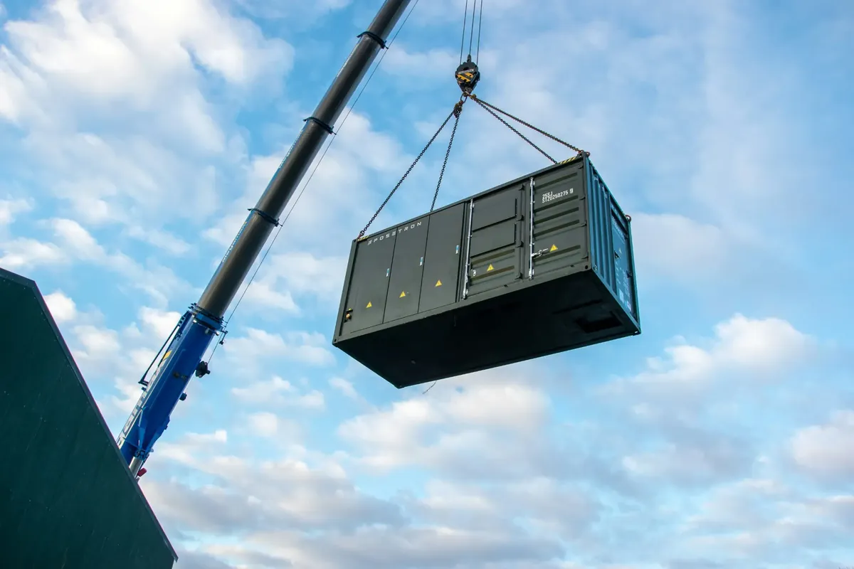 Containerised energy plant being installed on site